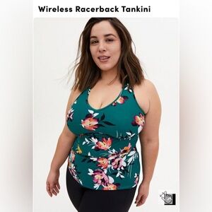 Torrid Teal floral racerback tankini